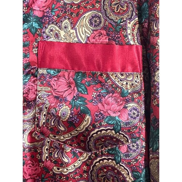 Kathryn Satin Floral Nightgown L Pink Paisley Vtg Boho Western Retro 80s - Picture 11 of 16